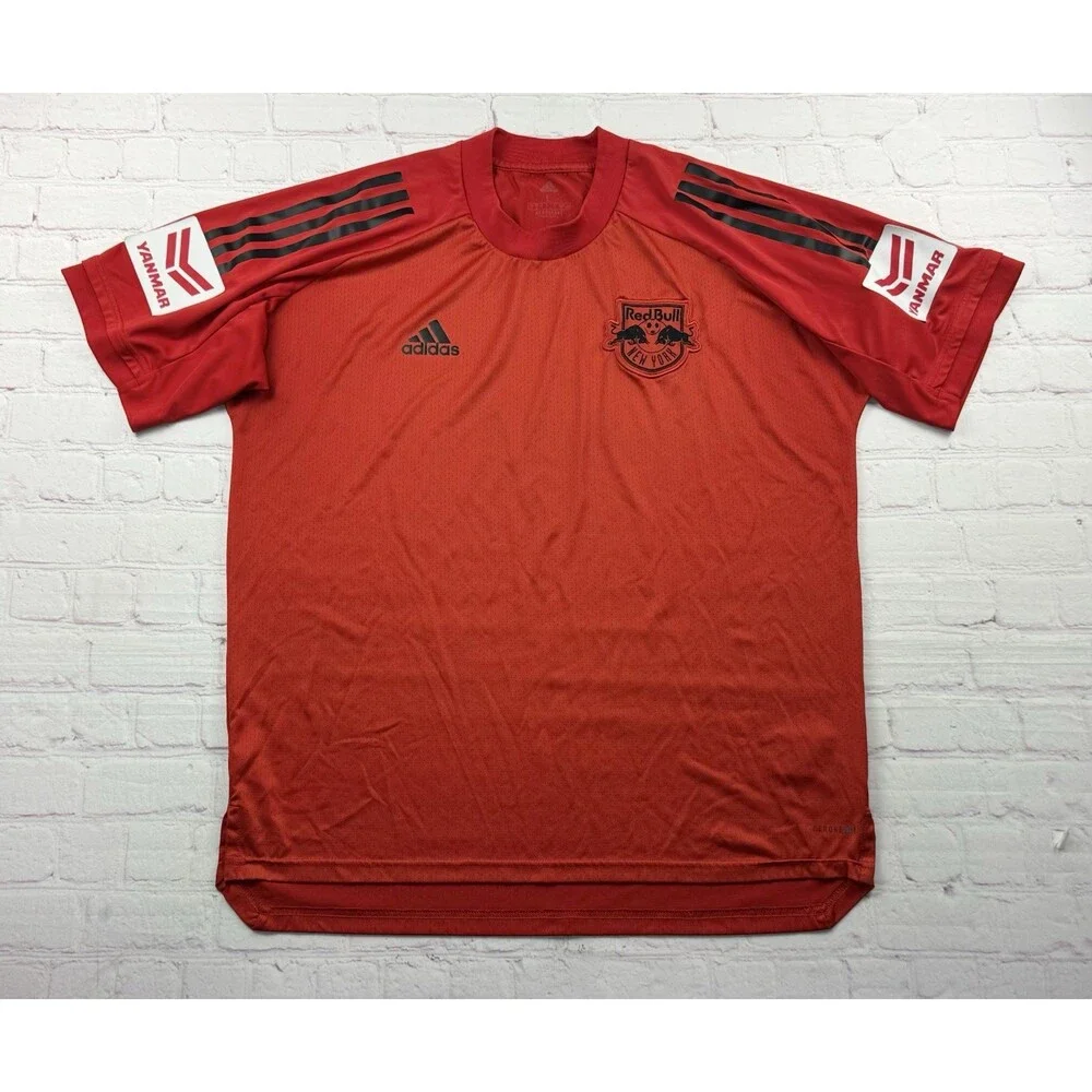 New York Red Bulls Jersey Team Issue Red MLS Soccer Adidas Training Top Men’s L